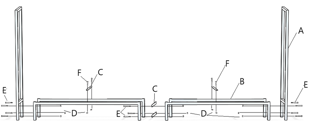 Technical drawing of a mechanical assembly with labeled parts