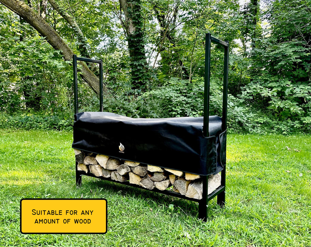 Firewood rack with adjustable cover log wood storage shelf